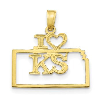 Lex & Lu 14k Yellow Gold Solid Kansas State Pendant Lex & Lu 14k Yellow Gold Solid Kansas State Pendant